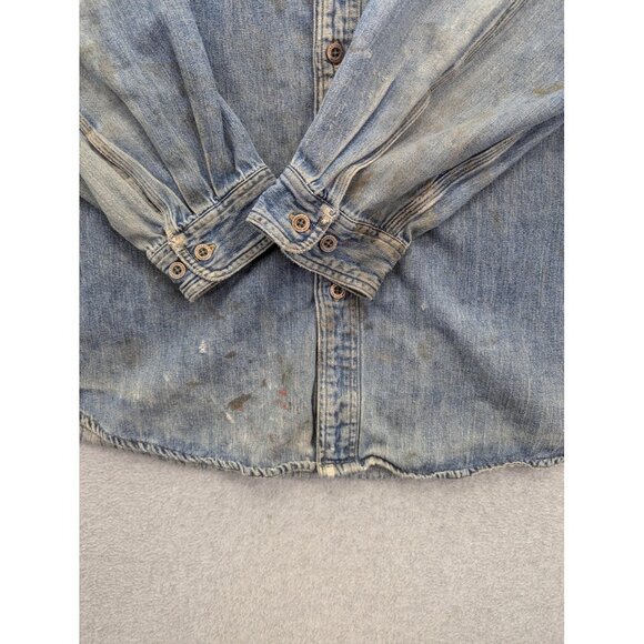 Carhartt Denim Shirt Mens XL Blue Utility Button Up Workwear Distressed Grunge - Picture 4 of 16
